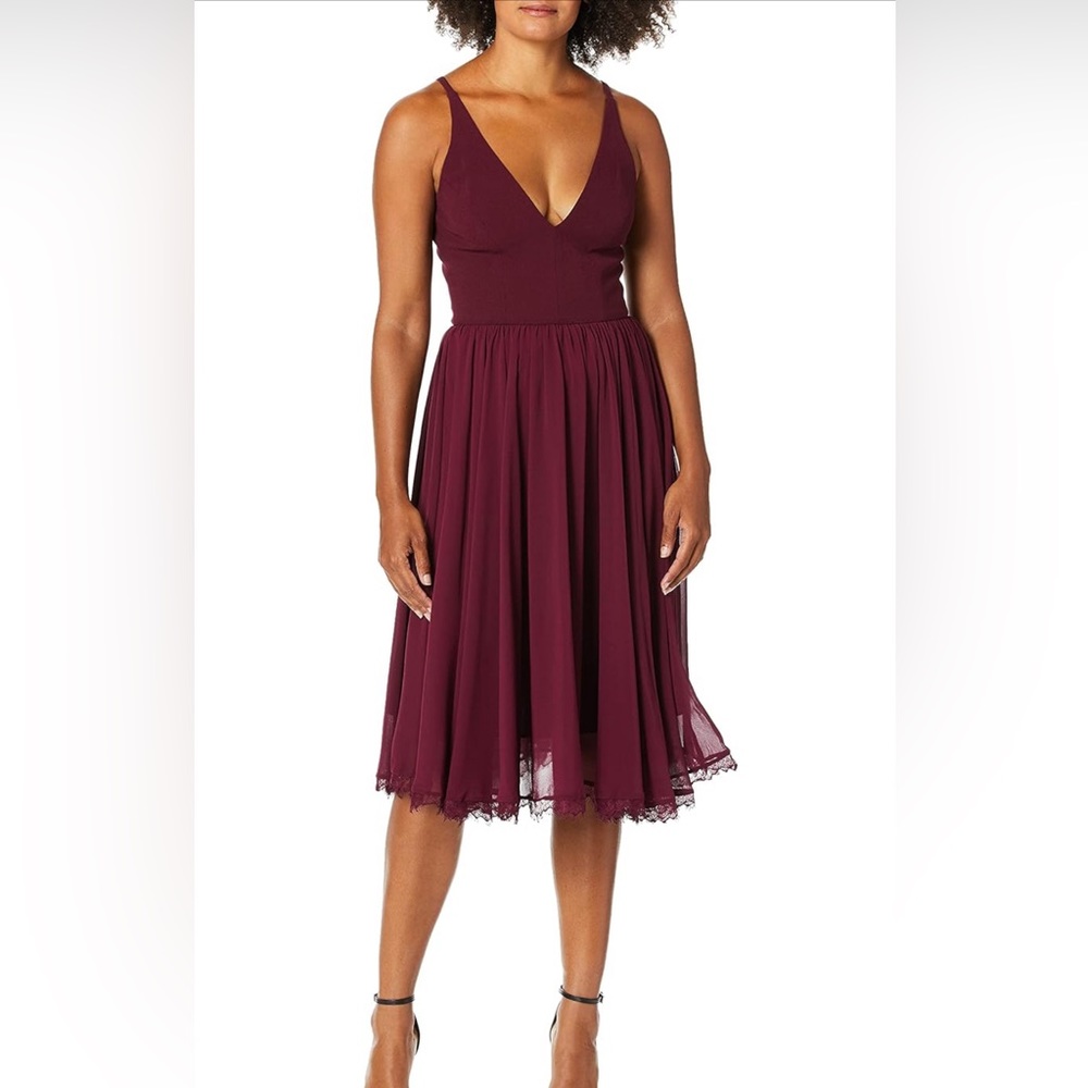 Dress the Population Burgundy Midi Dress